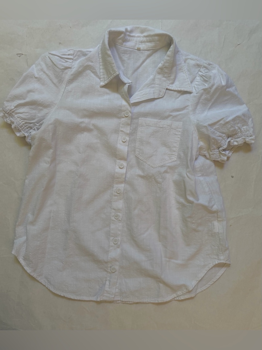 White button down short sleeve shirt ruffle sleeve size women’s small new